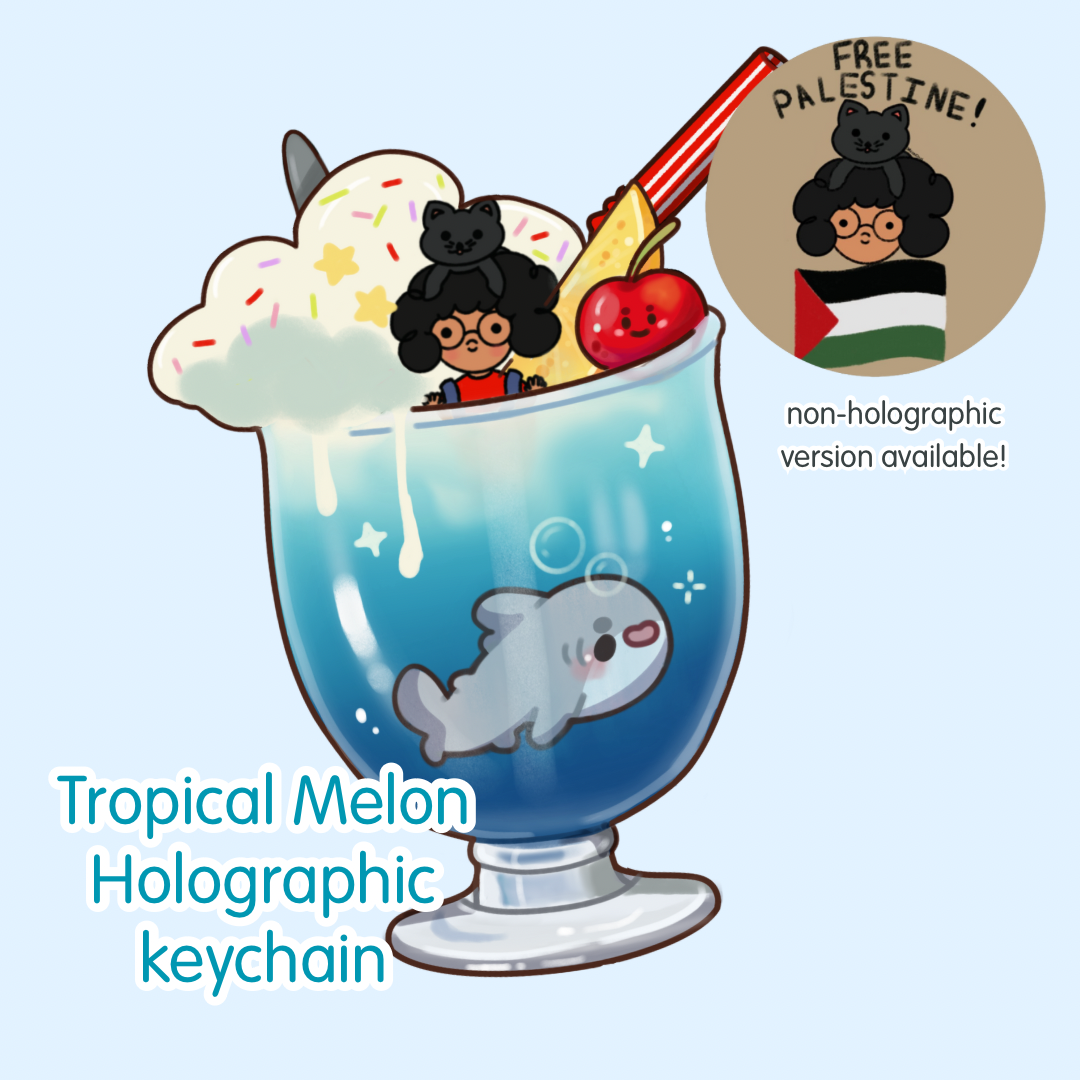 Tropical Melon Holographic Keychain